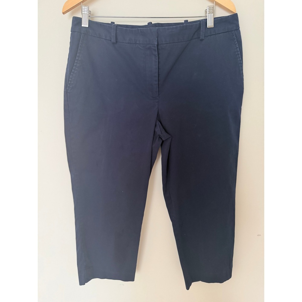 Talbots Chinos Women 12 Navy Blue Cropped Straight Leg Pants Excellent